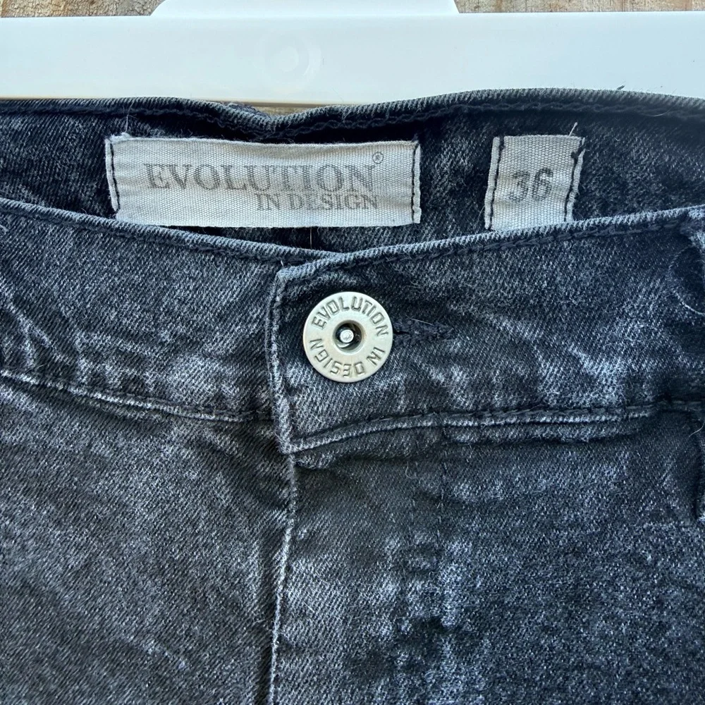 Evolution In Design Black Distressed Jeans Men’s Size 36/32 Slim Fit - Picture 10 of 12